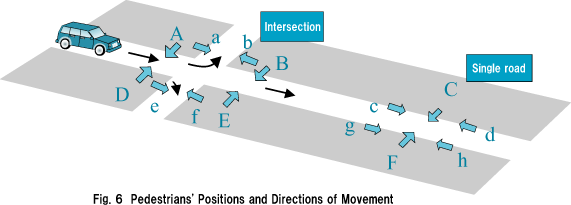 Fig. 6  Pedestrians' Positions and Directions of Movement