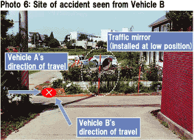 Photo 6: Site of accident seen from Vehicle B