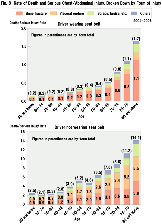 Fig. 8 Rate of Death and Serious Chest/Abdominal Injury, Broken Down by Form of Injury